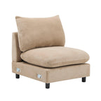 99 in. 4-Piece Modular Velvet Sectional Sofa with Ottoman.