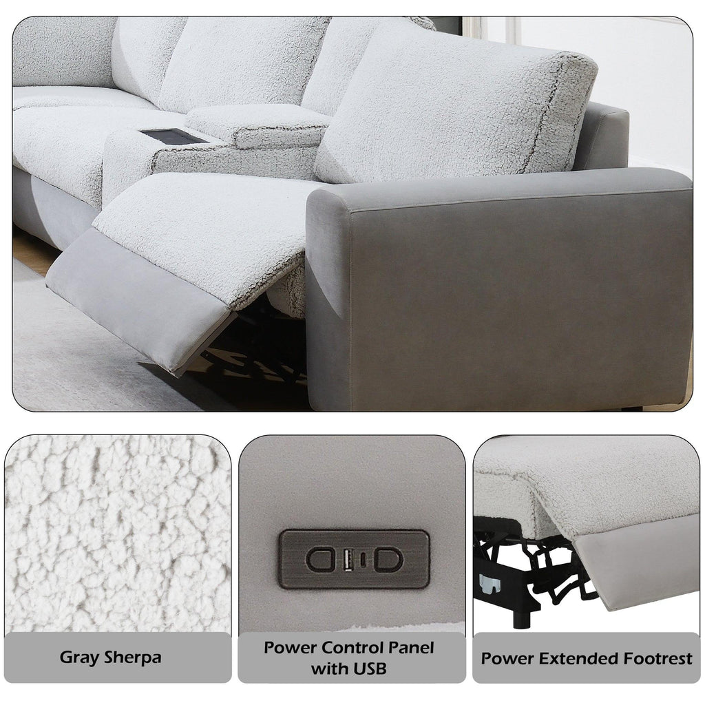 Tarrance Gray Power Recliner Sectional with Multifunction.