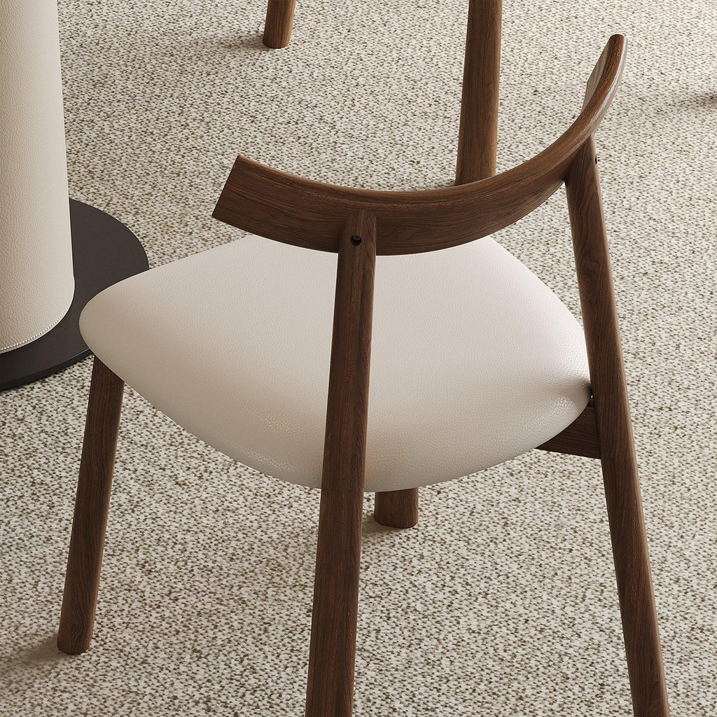 Ergonomic Modern Dining Chairs Set of 2 in Walnut.