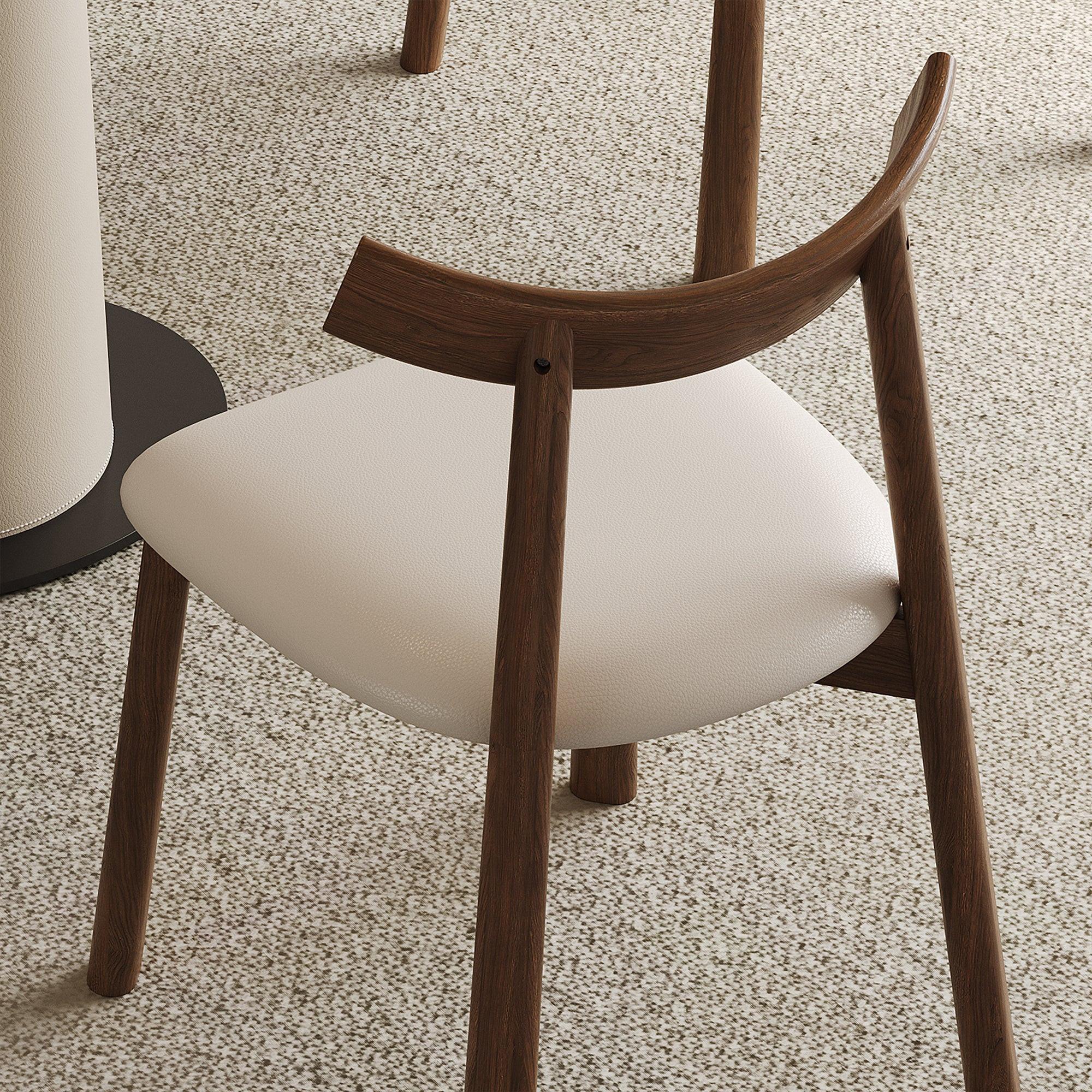 Ergonomic Modern Dining Chairs Set of 2 in Walnut.