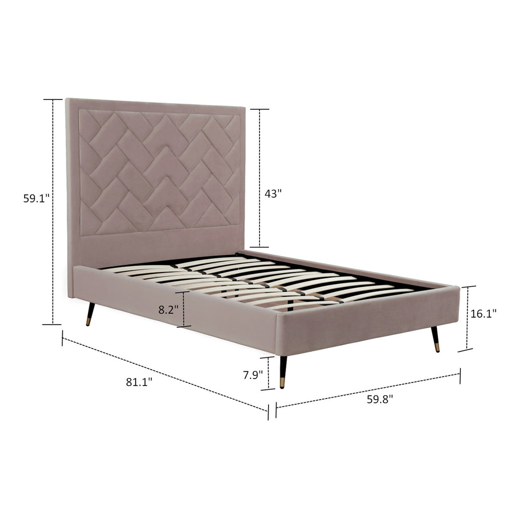 Crosby Upholstered Velvet Full Bed in Blush