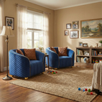 FX-P55-1S-RB1-2PCS Luxurious Quilted Blue Armchair.