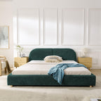 Queen Size Upholstered Bed Frame with Curved Headboard.