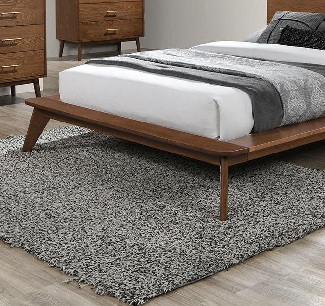 Walnut Platform Bed Set - King Size with 2 Nightstands.