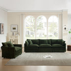 4-Seater Green Chenille Sectional Sofa with Sturdy Wood Frame