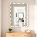 White 30'x40' Wavy Rectangle Solid Wood Frame Decorative Mirror,For Bedroom, Bathroom, Living Room, Entryway