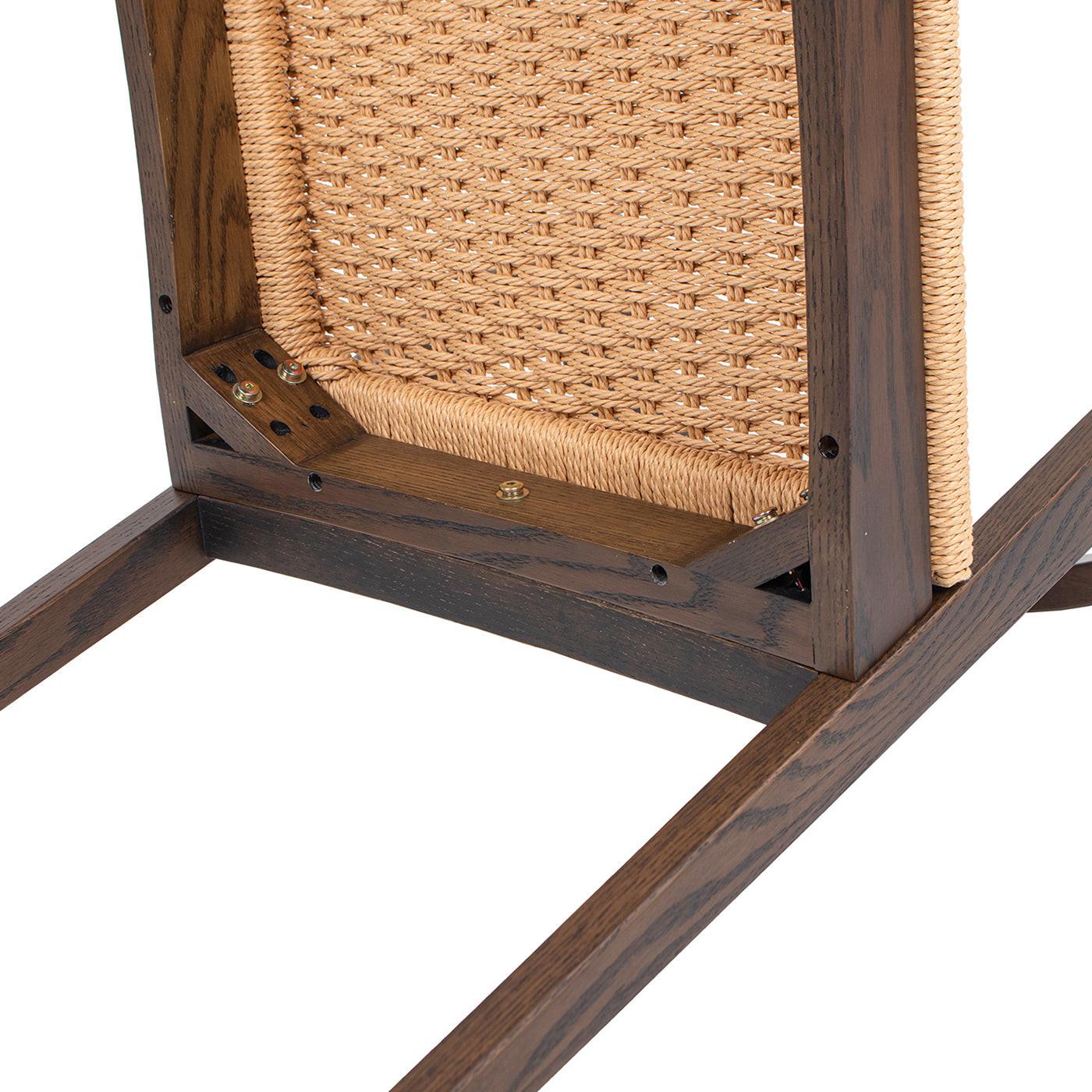 Capri Woven Seat Oak Wood Dining Chair Dark Brown Red Oak.