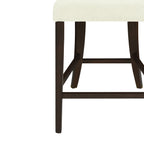 Leg and footrest detail of Counter Stool Set of 2 - Dark Brown + Beige with sturdy rubberwood construction.
