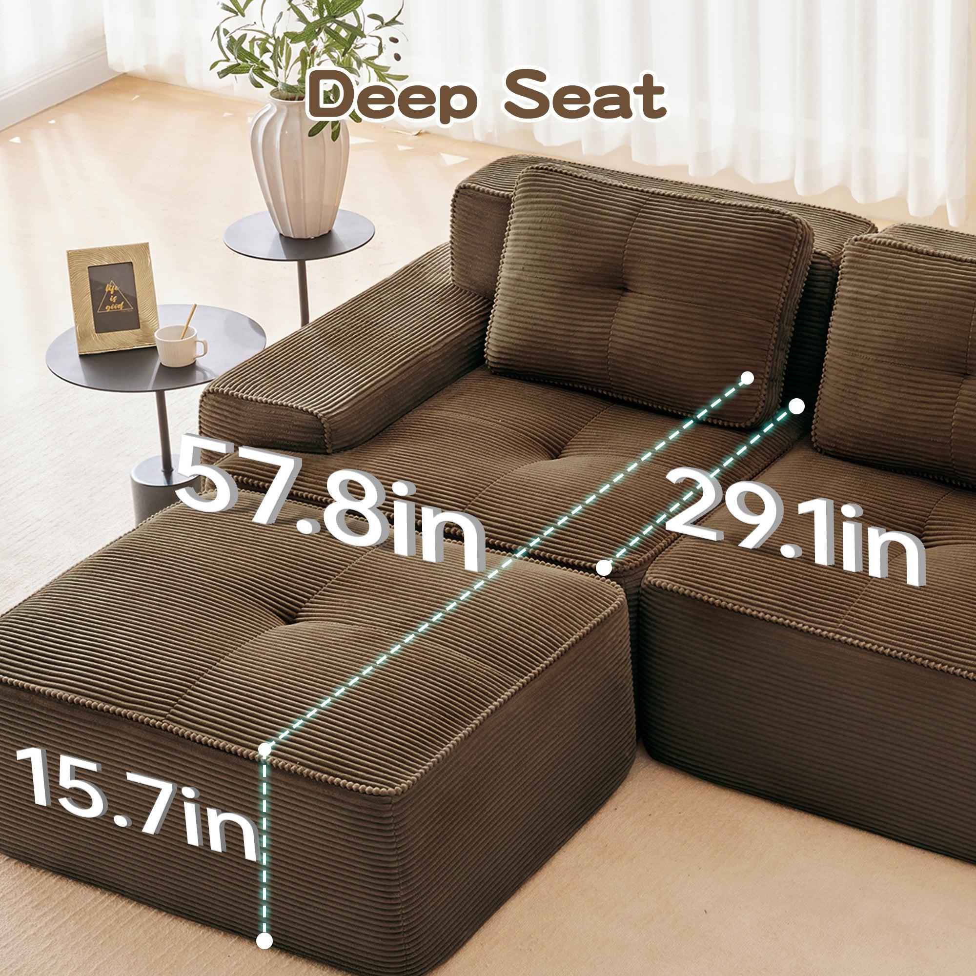 Modular Sectional Sofa for Living Room - 6-Seater V Shaped Couch.