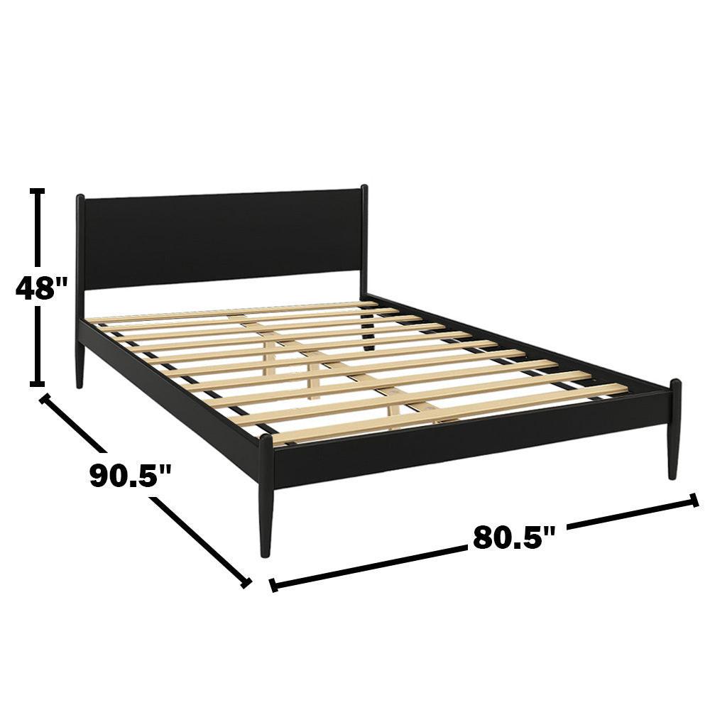 California King Wooden Platform Bed in Black Finish.