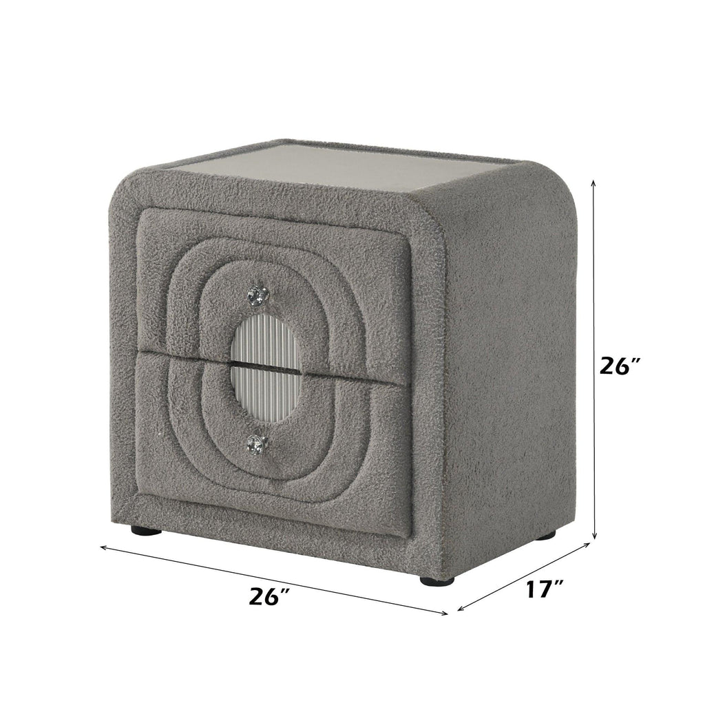 Gray Chrome Nightstand with Teddy Sherpa.