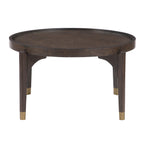 Dark Brown Cocktail Table with Gold Tip Legs.