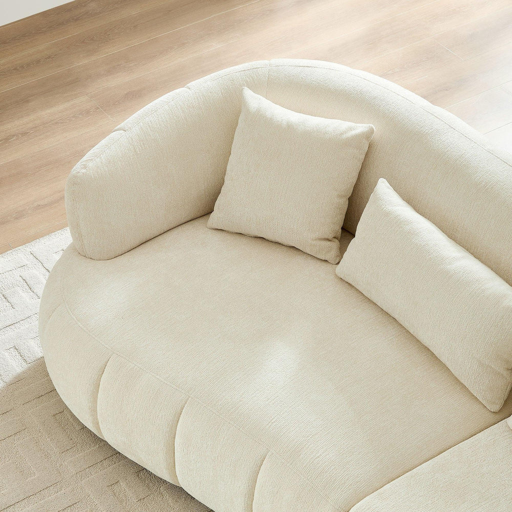 Modern Curved Sectional Sofa for Living Room - Beige.