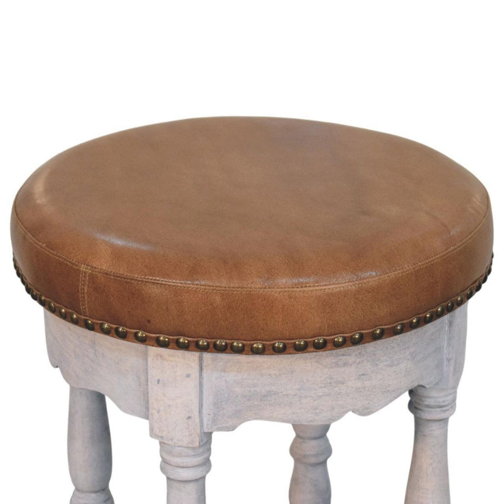 Solid Wood Rustic Charm Stool for Dining Room Use.