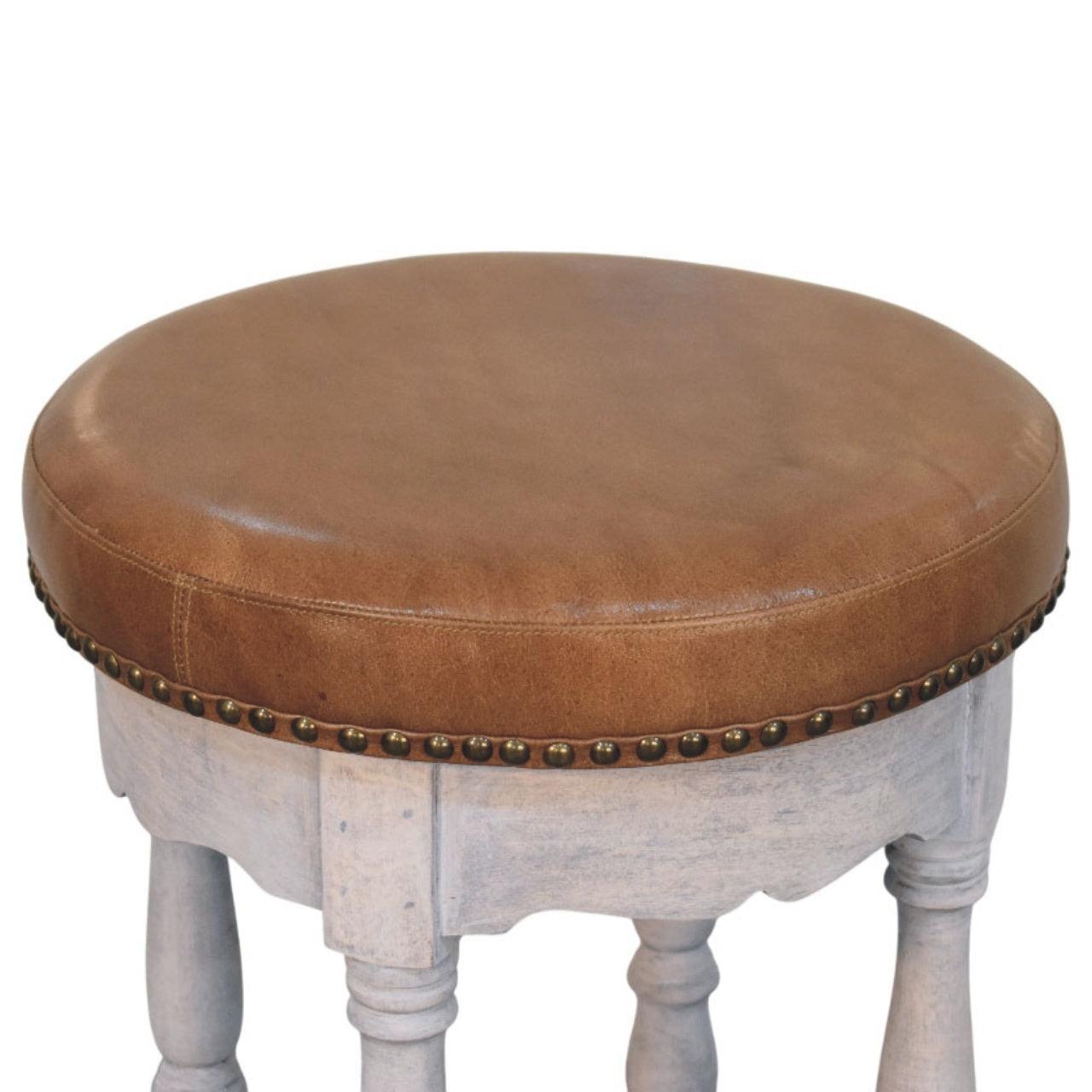 Solid Wood Rustic Charm Stool for Dining Room Use.