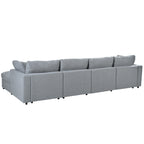 130' U-Shaped Sectional Sofa - Large & Versatile rear view showing clean lines and modular back panels in soft gray chenille fabric.