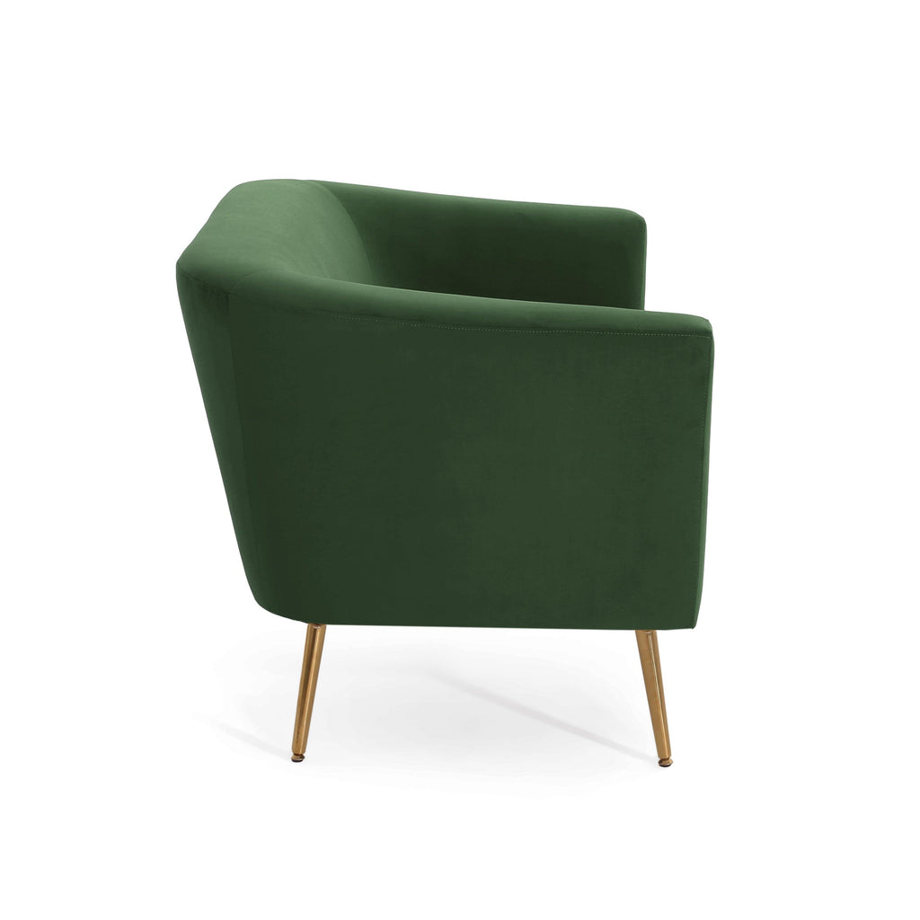 Retro Green Velvet Loveseat with Modern Design.