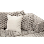Modular Sectional Sofa Grey Bubble Velvet with Movable Ottomans.