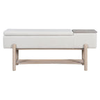TREXM Farmhouse Upholstered Storage Bench with Hidden Compartment, Modern Entryway Bench for Living Room, Entryway, and Hallways (Natural)