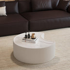 Modern Leather Coffee Table with Irregular Sintered Stone Top.
