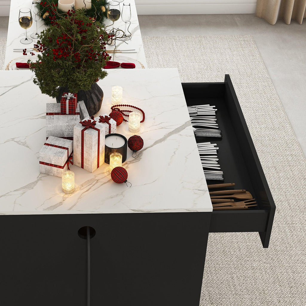 Expandable Kitchen Island with Power Outlet & Storage.