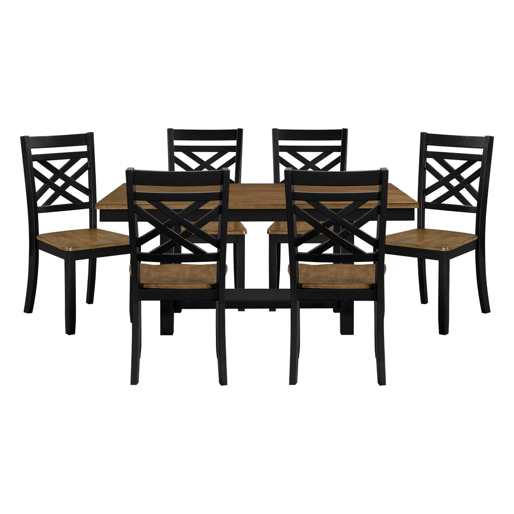 7pc Dining Set with Storage - 2-Tone Black Brown Finish.