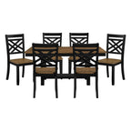 7pc Dining Set with Storage - 2-Tone Black Brown Finish.