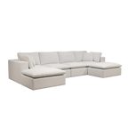 Modular Sectional Sofa - Plush Corduroy Fabric White.