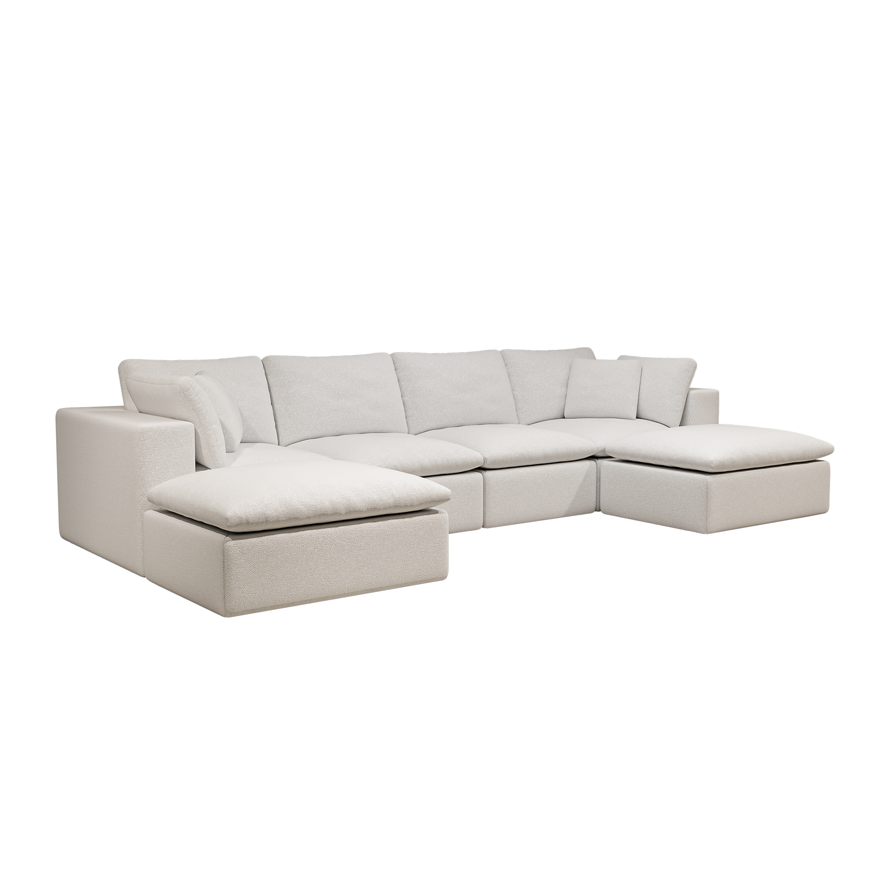 Modular Sectional Sofa - Plush Corduroy Fabric White.