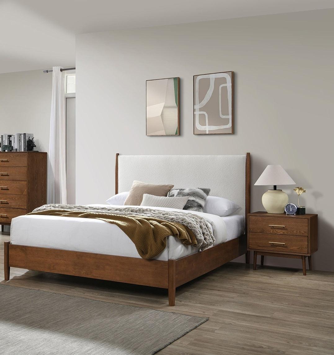 Walnut 3pc Bedroom Set with Full Bed and Nightstands.