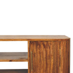 Solid Wood Media Console - Artisan Furniture with Shelves.