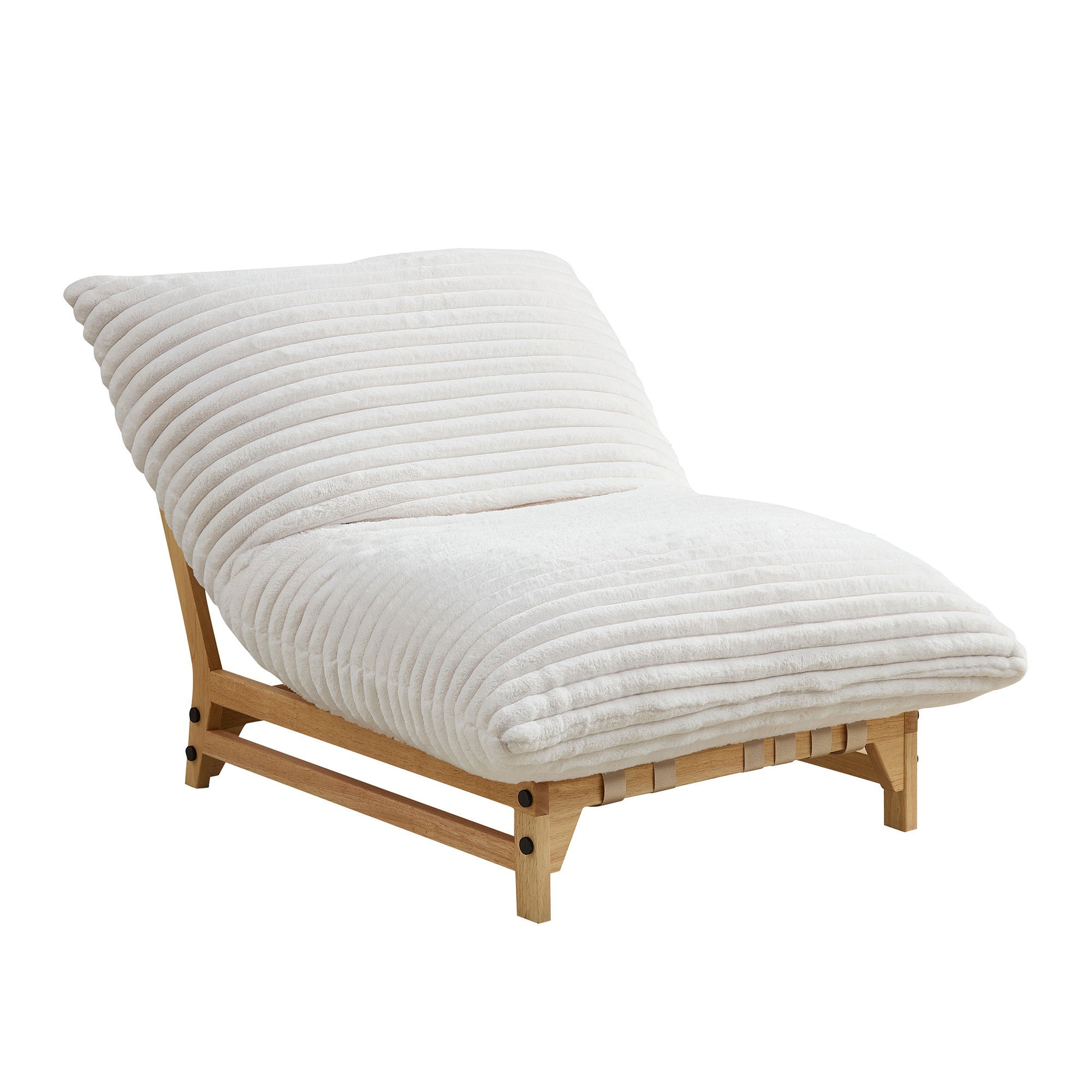 Corduroy Lazy Sofa - Armless Chair with plush ribbed cushion and wooden frame, ideal for single seating in living rooms or bedrooms.