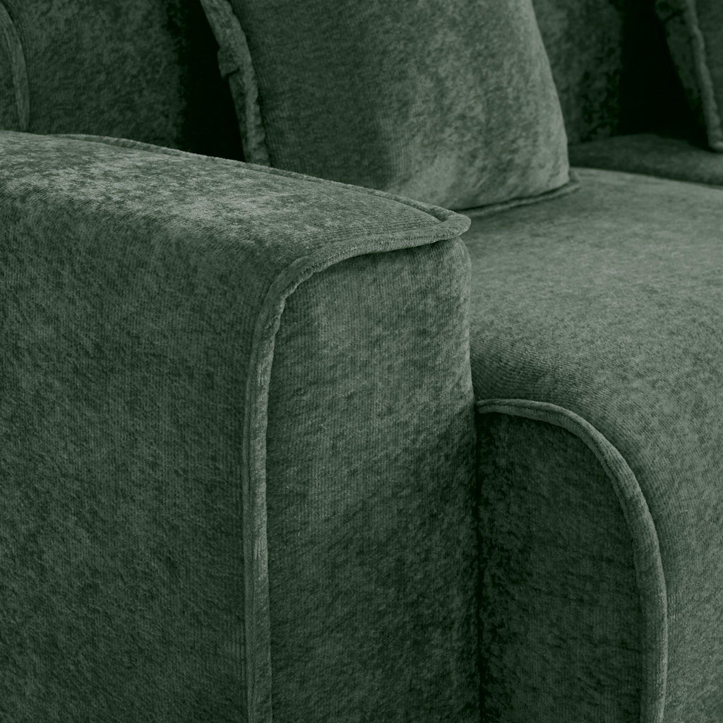 Modular Velvet Sectional Sofa with Ottoman & Pillows.