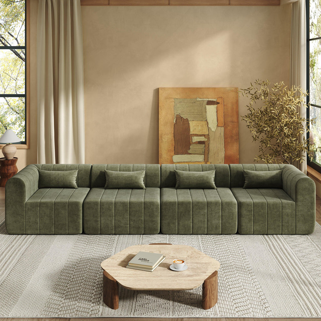 Green Modular Sectional Sofa - 145.5 Inch Design.
