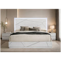 Esther White and Silver High Gloss Eastern King Bed with LED Lights