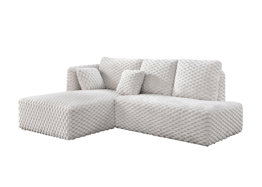 Ivory Corduroy Sectional Sofa for Cozy Living.