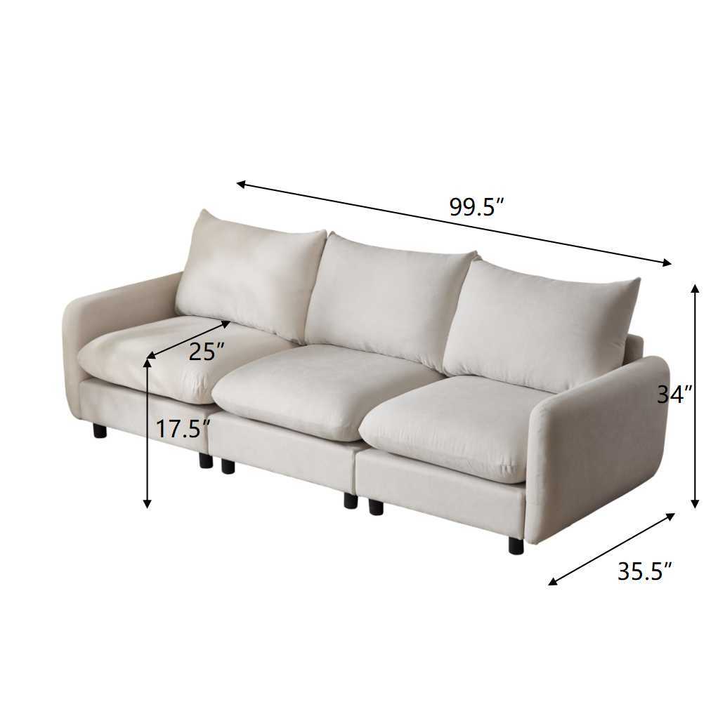 99 in. 3-Piece Modular Free Combination Sectional Sofa Couch Sectional Sofa