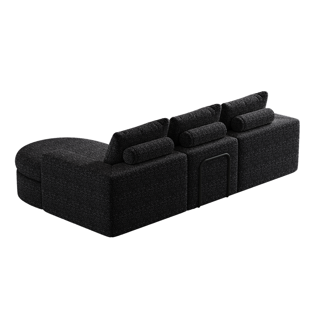 99-Inch Chenille Cloud Curved Sectional Sofa with Chaise, L-Shaped Modern Boneless Couch with Deep Seats, Chenille Sectional Sofa for Living Room and Bedroom, No Assembly Required
