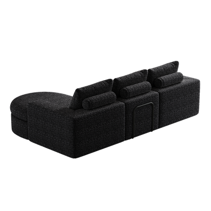 99-Inch Chenille Cloud Curved Sectional Sofa with Chaise, L-Shaped Modern Boneless Couch with Deep Seats, Chenille Sectional Sofa for Living Room and Bedroom, No Assembly Required