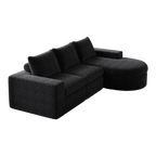 99-Inch Chenille Cloud Curved Sectional Sofa with Chaise, L-Shaped Modern Boneless Couch with Deep Seats, Chenille Sectional Sofa for Living Room and Bedroom, No Assembly Required