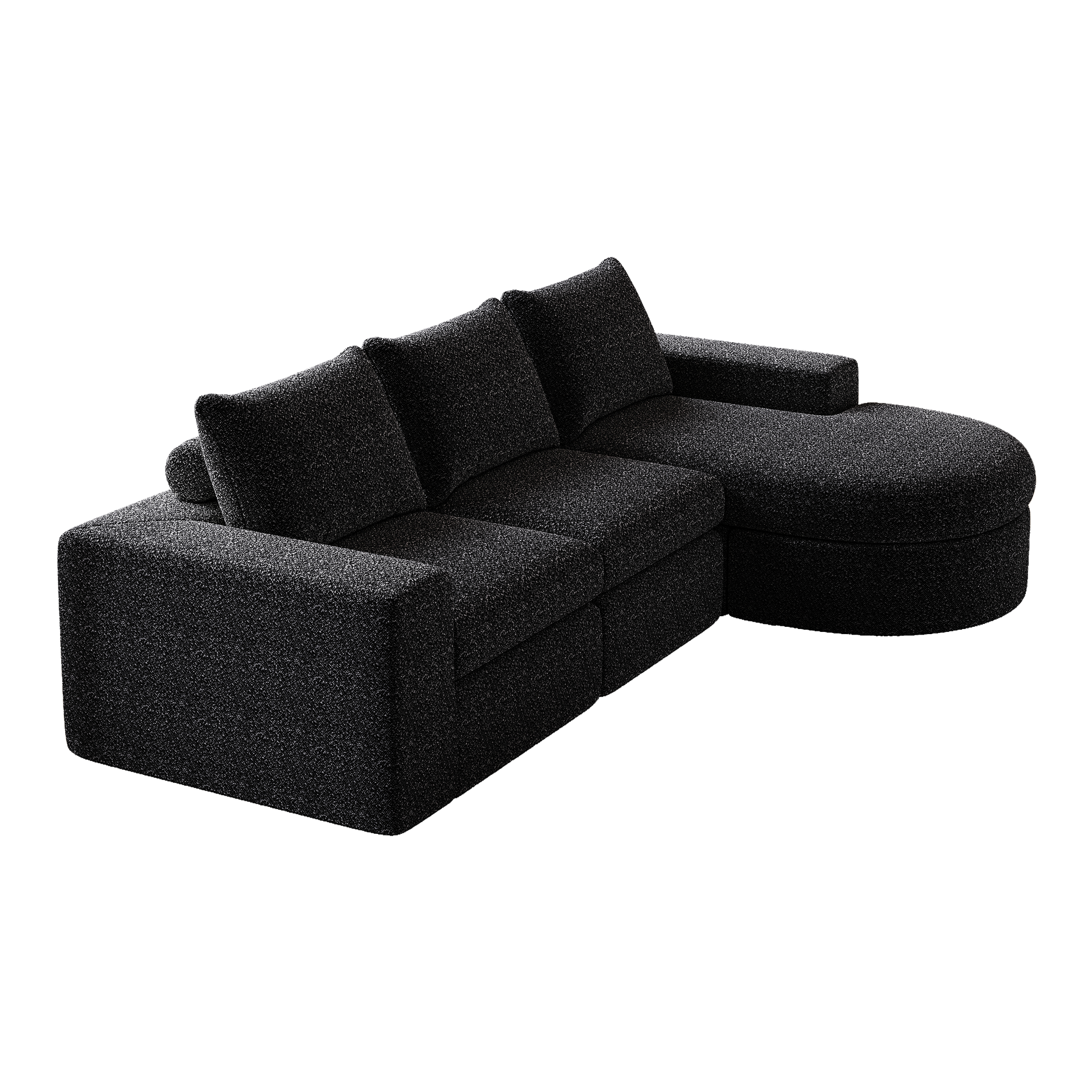 99-Inch Chenille Cloud Curved Sectional Sofa with Chaise, L-Shaped Modern Boneless Couch with Deep Seats, Chenille Sectional Sofa for Living Room and Bedroom, No Assembly Required