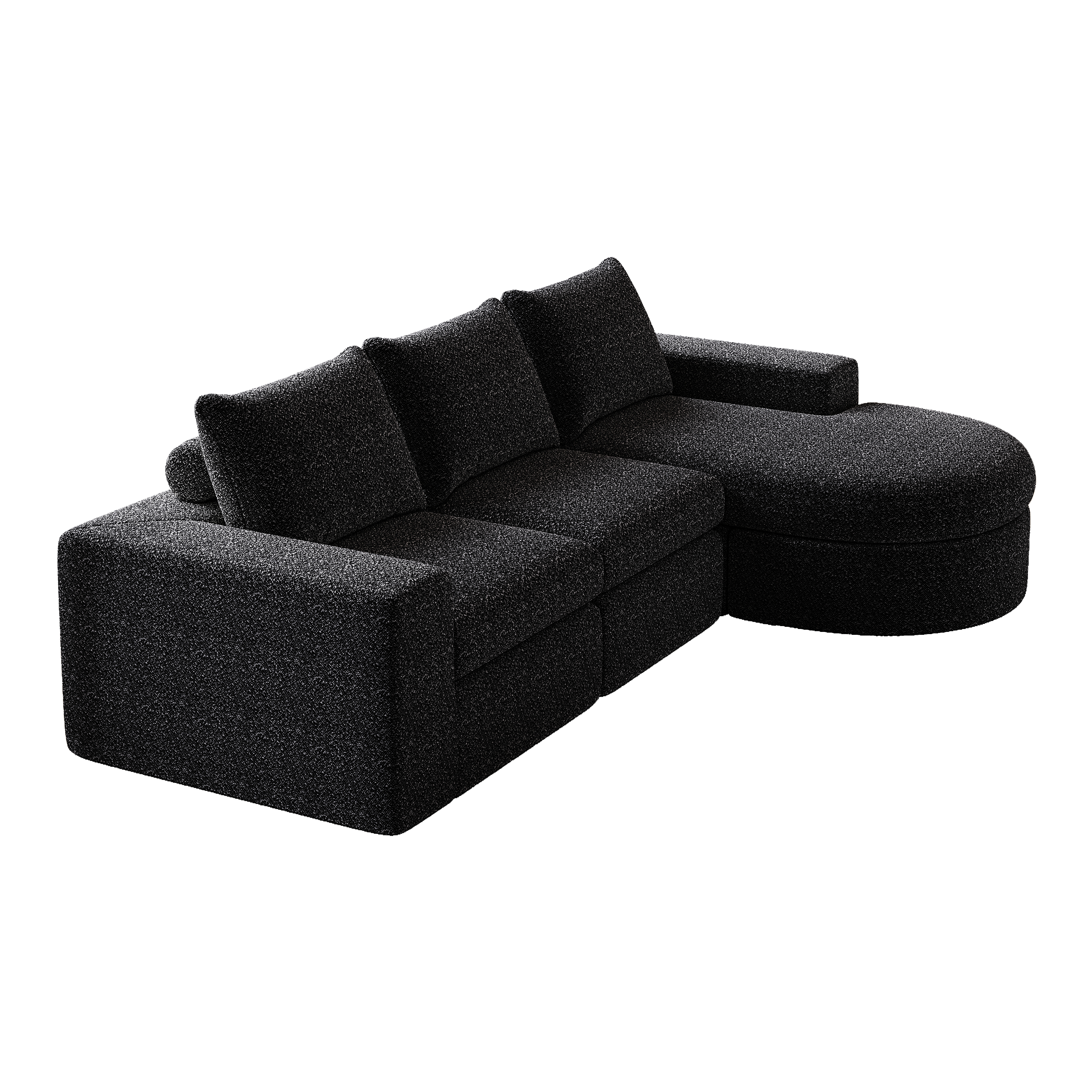 99-Inch Chenille Cloud Curved Sectional Sofa with Chaise, L-Shaped Modern Boneless Couch with Deep Seats, Chenille Sectional Sofa for Living Room and Bedroom, No Assembly Required