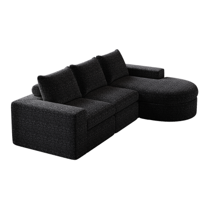 99-Inch Chenille Cloud Curved Sectional Sofa with Chaise, L-Shaped Modern Boneless Couch with Deep Seats, Chenille Sectional Sofa for Living Room and Bedroom, No Assembly Required