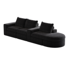 99-Inch Chenille Cloud Curved Sectional Sofa with Chaise, L-Shaped Modern Boneless Couch with Deep Seats, Chenille Sectional Sofa for Living Room and Bedroom, No Assembly Required