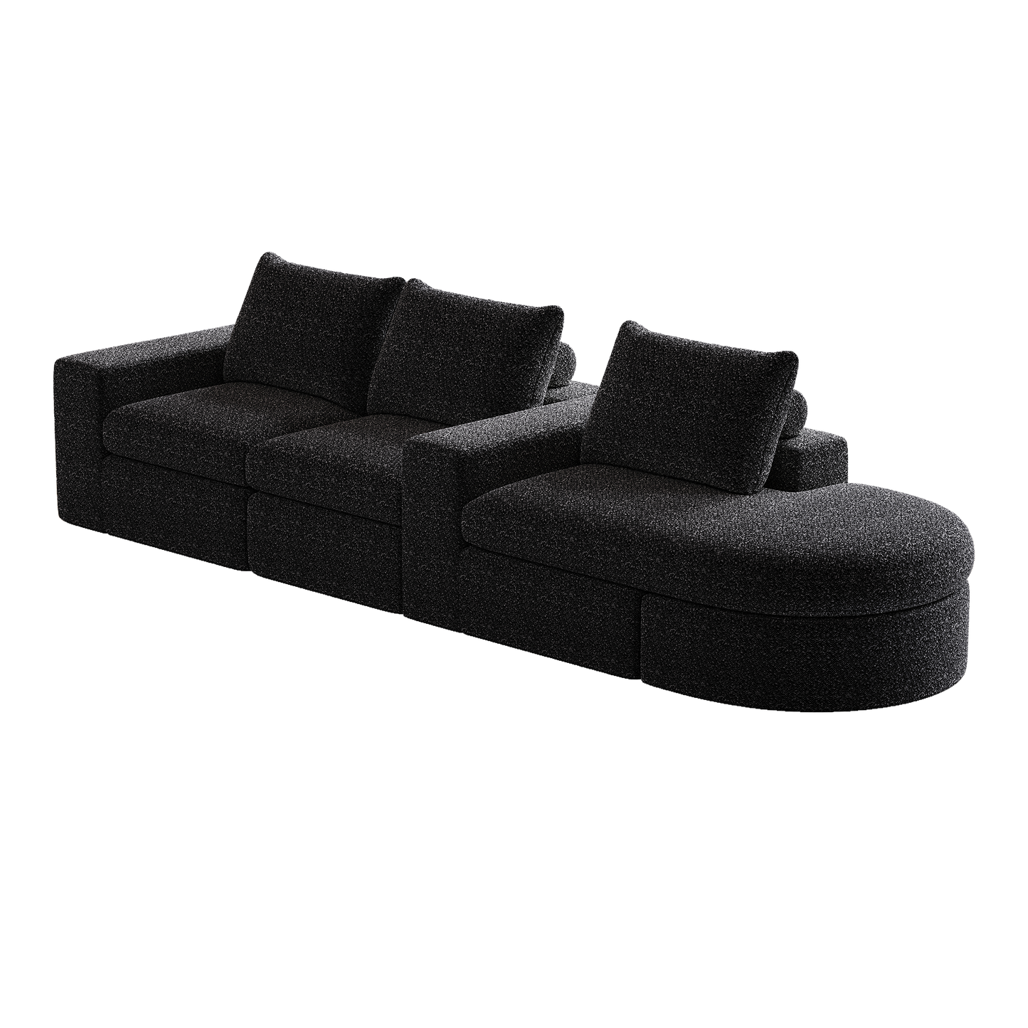 99-Inch Chenille Cloud Curved Sectional Sofa with Chaise, L-Shaped Modern Boneless Couch with Deep Seats, Chenille Sectional Sofa for Living Room and Bedroom, No Assembly Required