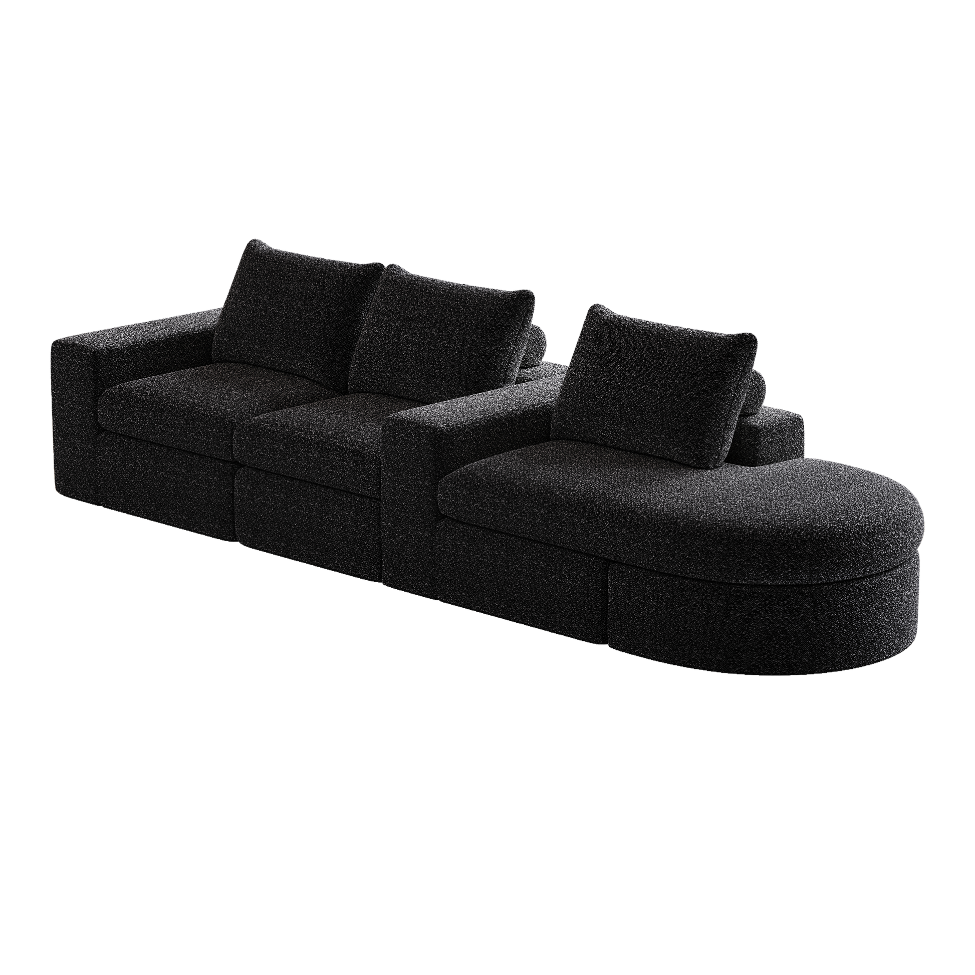 99-Inch Chenille Cloud Curved Sectional Sofa with Chaise, L-Shaped Modern Boneless Couch with Deep Seats, Chenille Sectional Sofa for Living Room and Bedroom, No Assembly Required