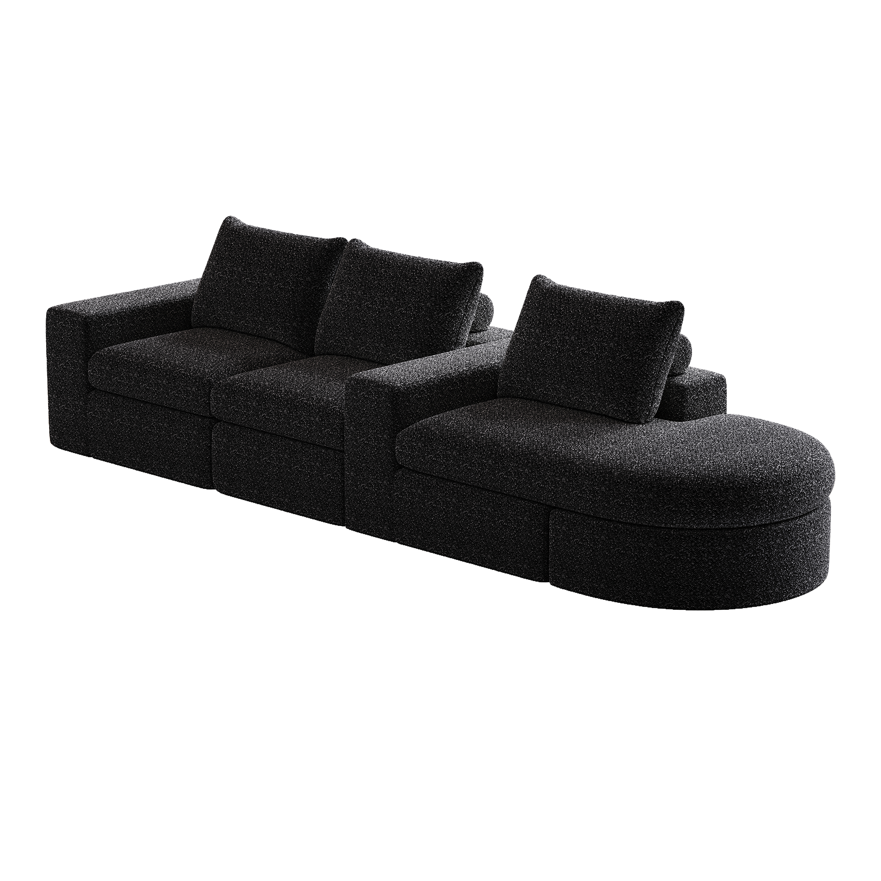 99-Inch Chenille Cloud Curved Sectional Sofa with Chaise, L-Shaped Modern Boneless Couch with Deep Seats, Chenille Sectional Sofa for Living Room and Bedroom, No Assembly Required