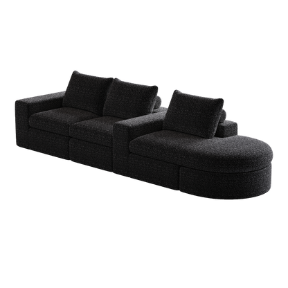 99-Inch Chenille Cloud Curved Sectional Sofa with Chaise, L-Shaped Modern Boneless Couch with Deep Seats, Chenille Sectional Sofa for Living Room and Bedroom, No Assembly Required