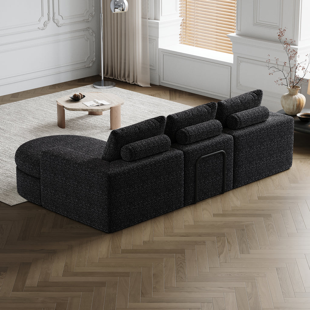 99-Inch Chenille Cloud Curved Sectional Sofa with Chaise, L-Shaped Modern Boneless Couch with Deep Seats, Chenille Sectional Sofa for Living Room and Bedroom, No Assembly Required