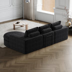 99-Inch Chenille Cloud Curved Sectional Sofa with Chaise, L-Shaped Modern Boneless Couch with Deep Seats, Chenille Sectional Sofa for Living Room and Bedroom, No Assembly Required